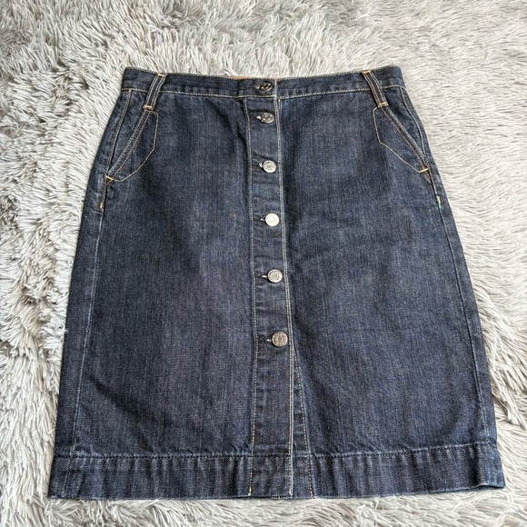 J. Crew Dresses & Skirts - J. Crew Skirt Womens 2 Denim Button Front Pockets Blue Pencil
